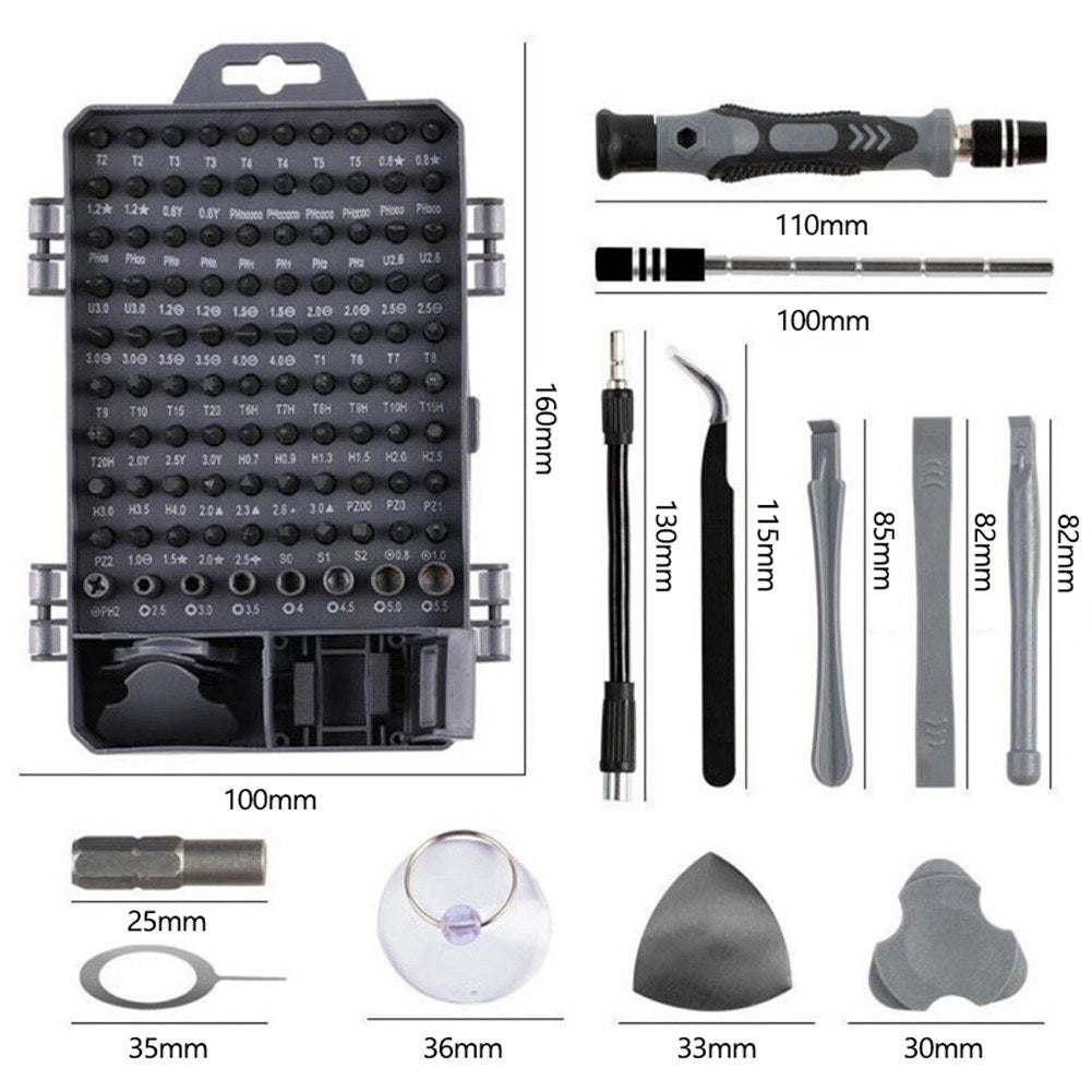 Screwdriver and Bit Set Multiple Screw Driver Bits Manual Repairing Tool for Phone Electronic Device 115pcs