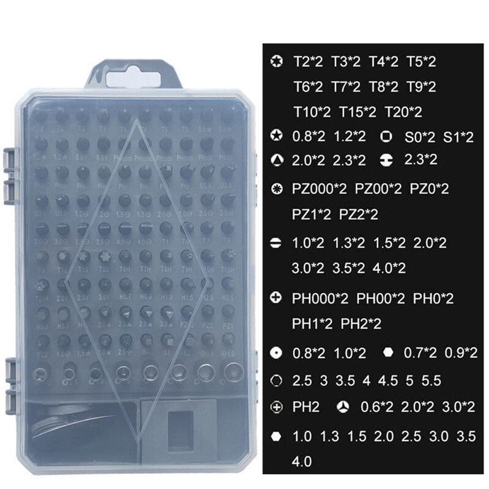 Screwdriver and Bit Set Multiple Screw Driver Bits Manual Repairing Tool for Phone Electronic Device 115pcs