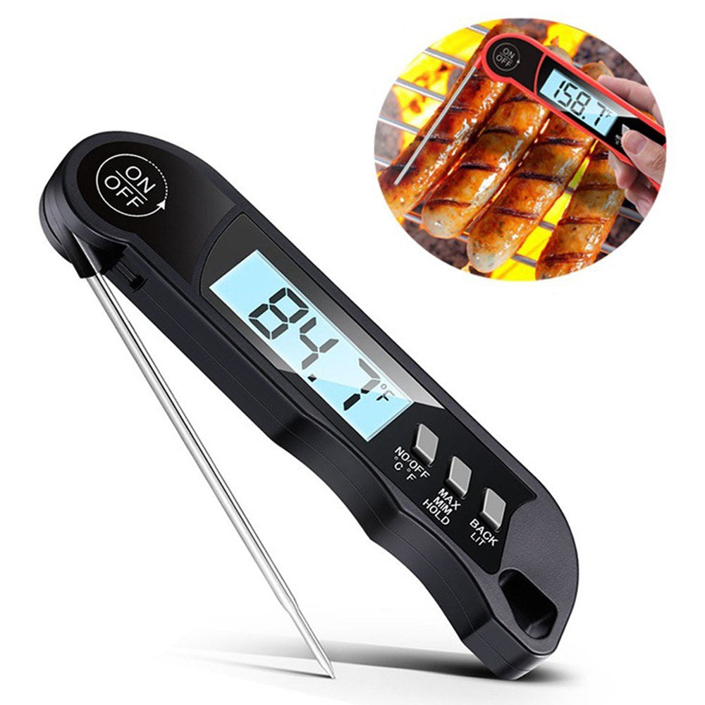 Meat Cooking Thermometer Digital Instant Read Portable Foldable LED Display for Home Kitchen BBQ Grill Baking
