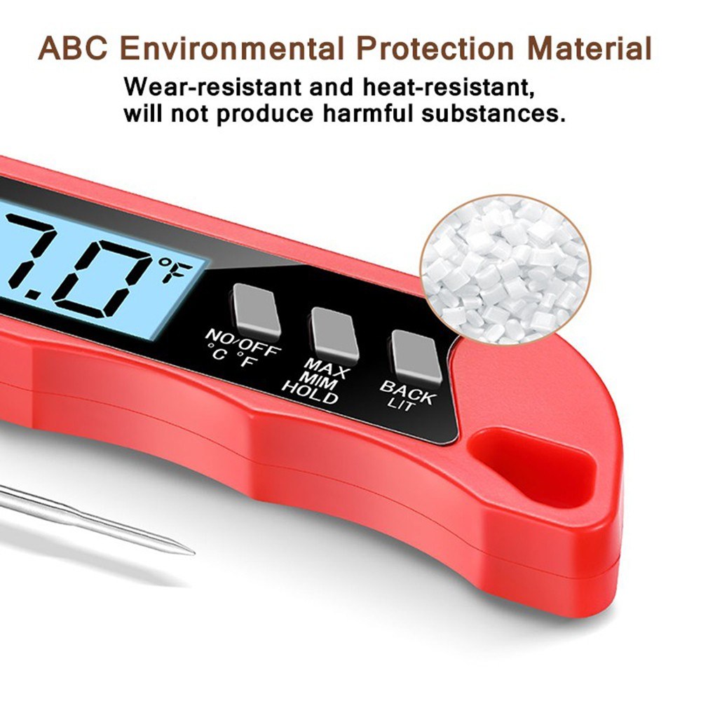 Meat Cooking Thermometer Digital Instant Read Portable Foldable LED Display for Home Kitchen BBQ Grill Baking