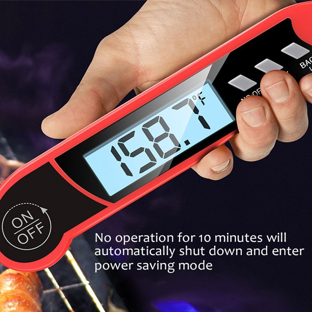 Meat Cooking Thermometer Digital Instant Read Portable Foldable LED Display for Home Kitchen BBQ Grill Baking