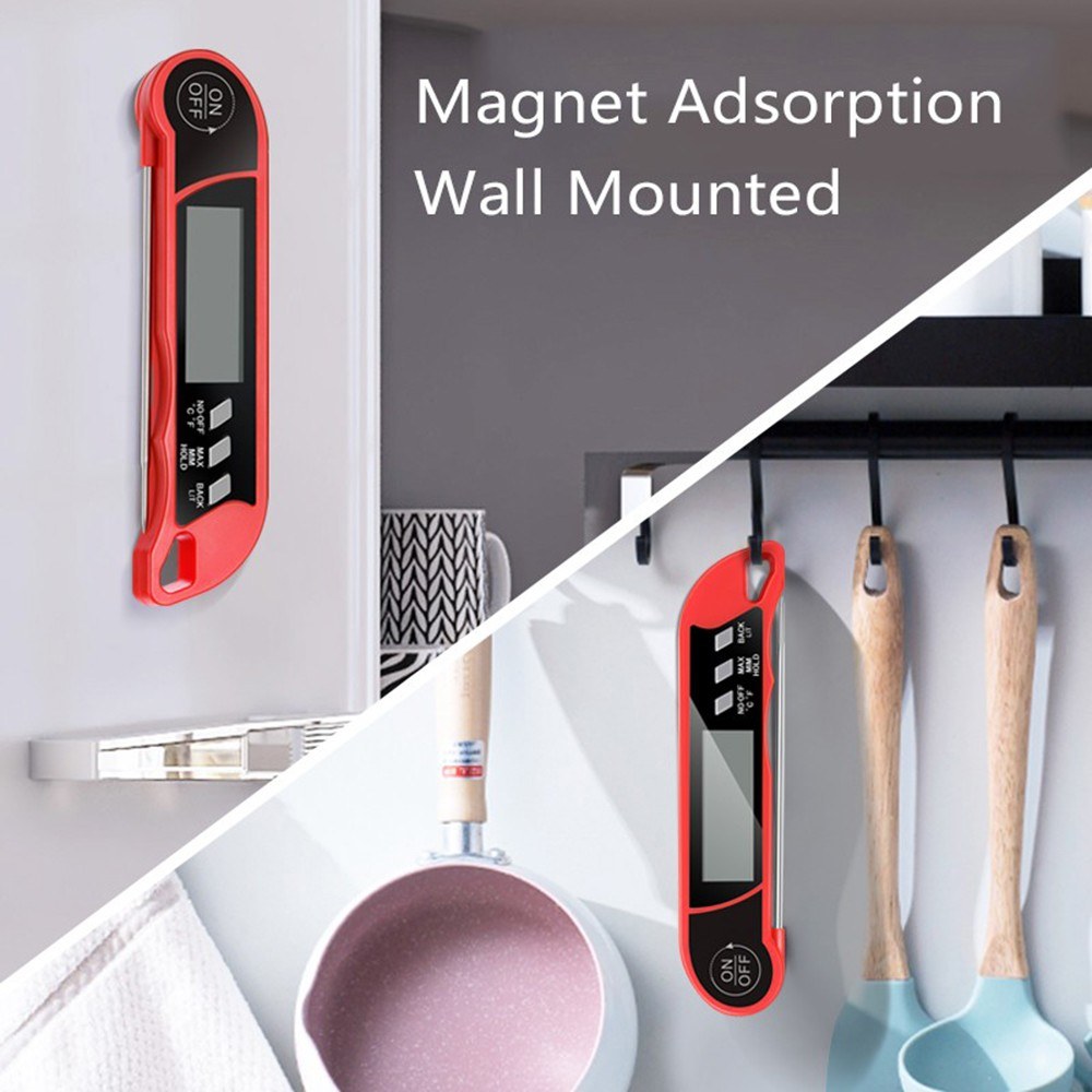 Meat Cooking Thermometer Digital Instant Read Portable Foldable LED Display for Home Kitchen BBQ Grill Baking