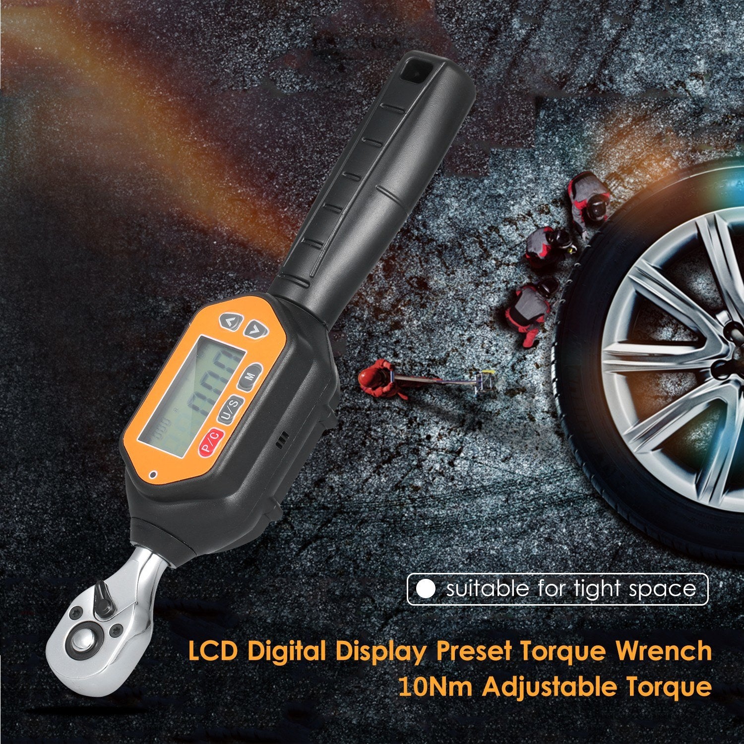Preset Torque Wrench 10Nm Adjustable 1.6-inch LCD Digital Display for Bicycle Vehicle Maintenance