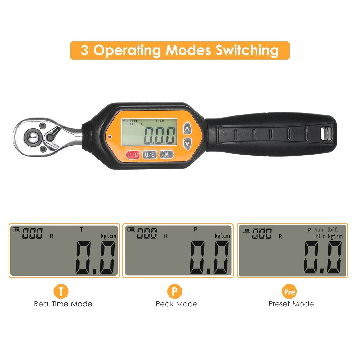Preset Torque Wrench 10Nm Adjustable 1.6-inch LCD Digital Display for Bicycle Vehicle Maintenance