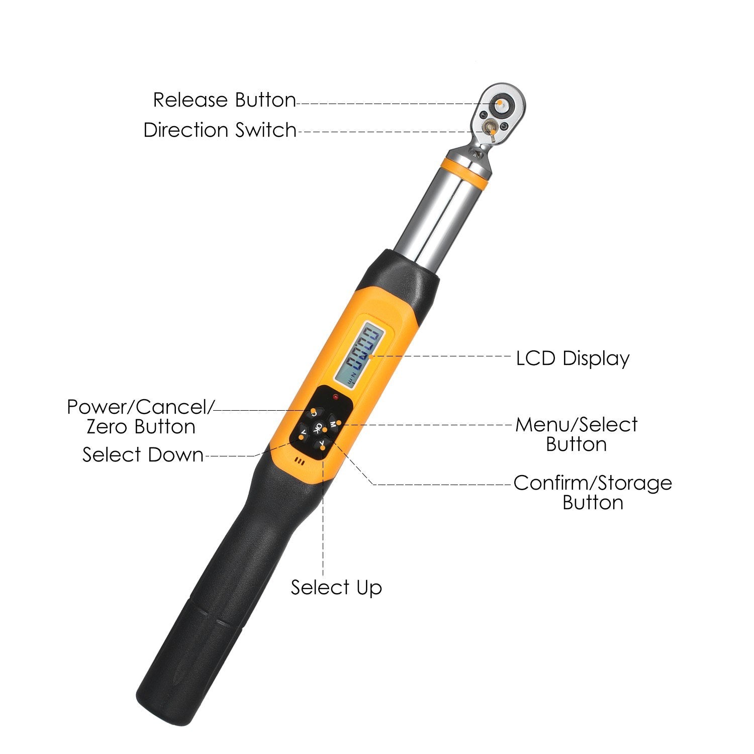 Preset Torque Wrench 10Nm Adjustable 1.4-inch LCD Digital Display 100 Groups Data Storage Peak & Real Time