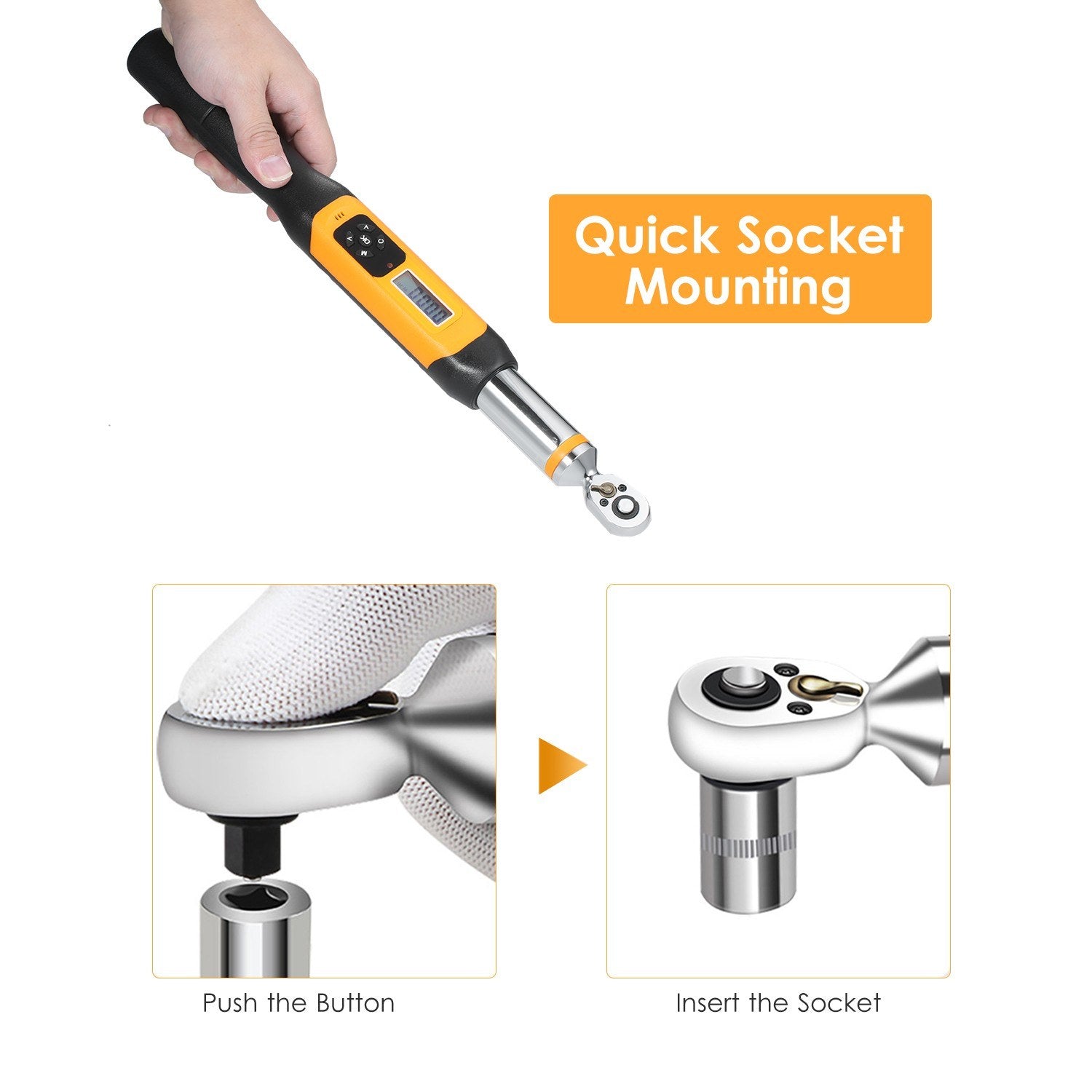 Preset Torque Wrench 10Nm Adjustable 1.4-inch LCD Digital Display 100 Groups Data Storage Peak & Real Time