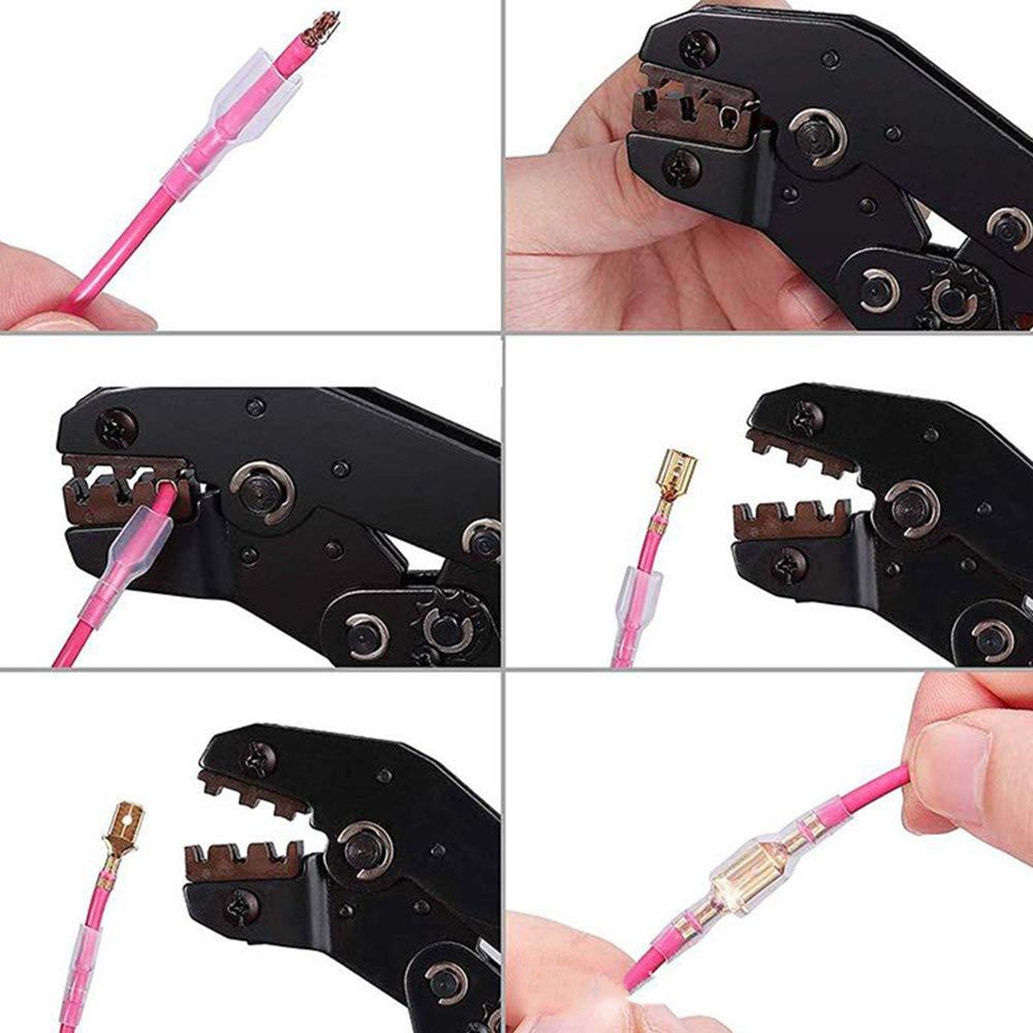 600Pcs Assorted Male and Female Wire Connector Set with Crimper Quick Disconnect Connectors Cold-Pressed Crimp Terminals for Electrical Wiring