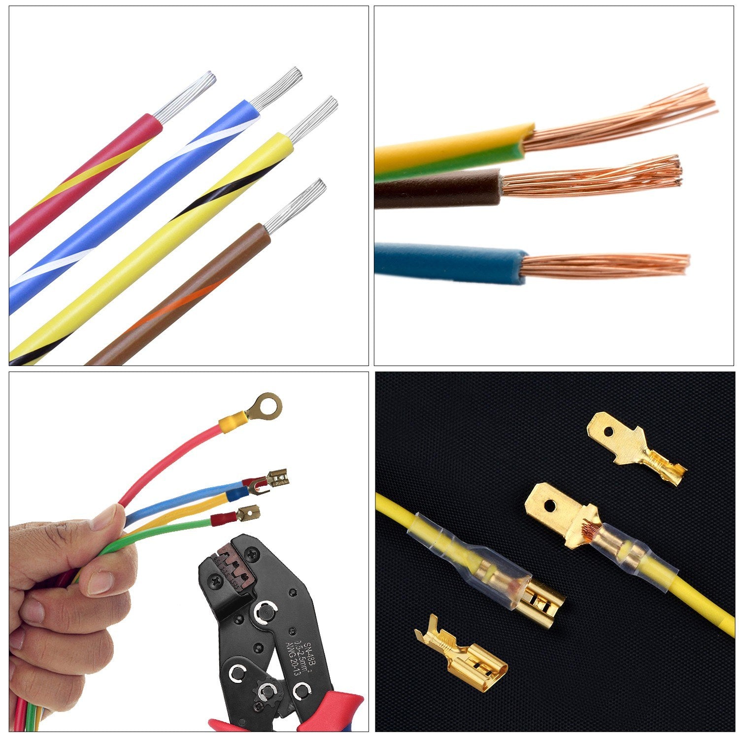 600Pcs Assorted Male and Female Wire Connector Set with Crimper Quick Disconnect Connectors Cold-Pressed Crimp Terminals for Electrical Wiring