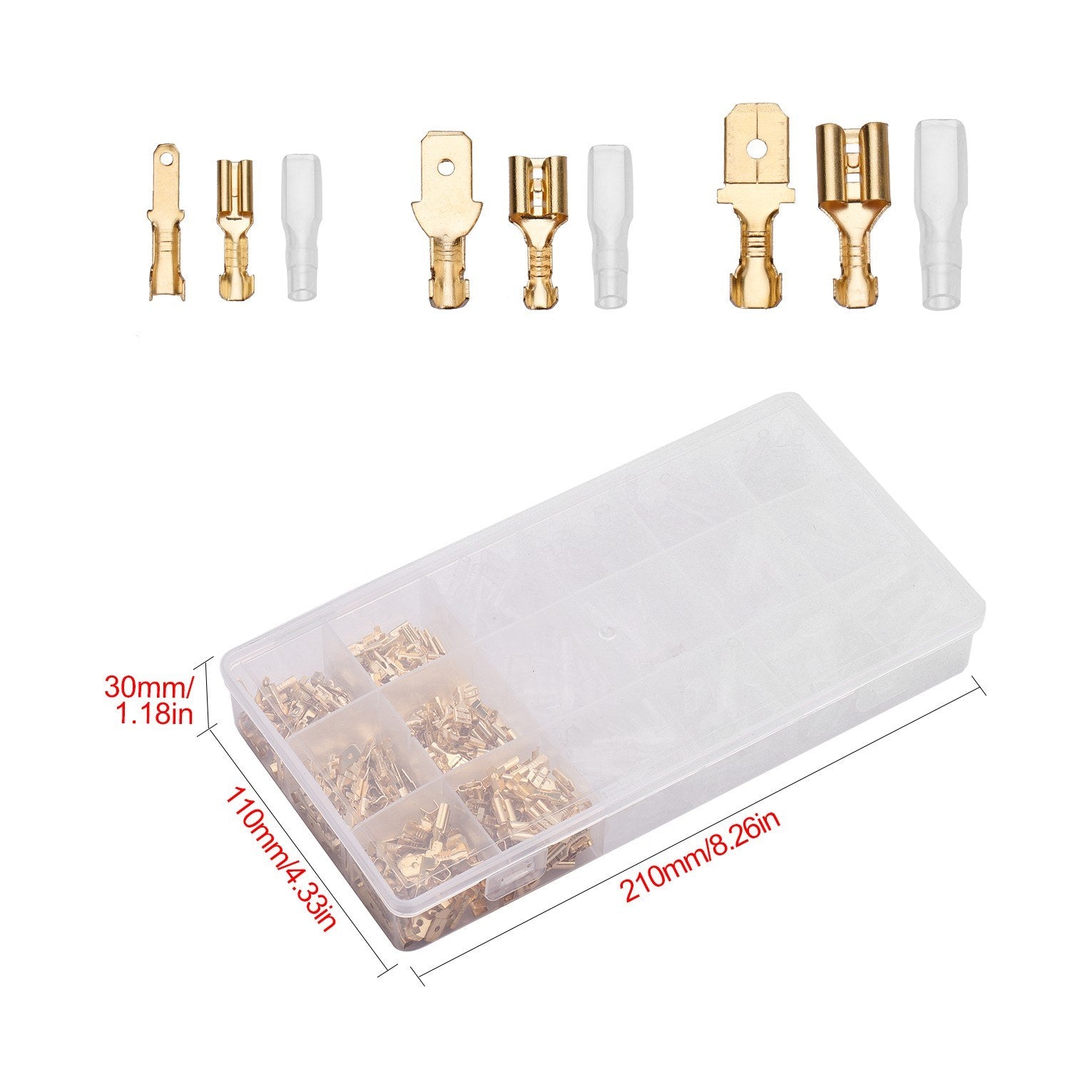 600Pcs Assorted Male and Female Wire Connector Set with Crimper Quick Disconnect Connectors Cold-Pressed Crimp Terminals for Electrical Wiring
