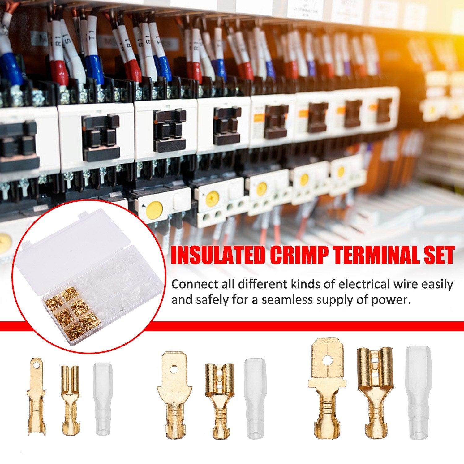 600Pcs Assorted Male and Female Wire Connector Set with Crimper Quick Disconnect Connectors Cold-Pressed Crimp Terminals for Electrical Wiring