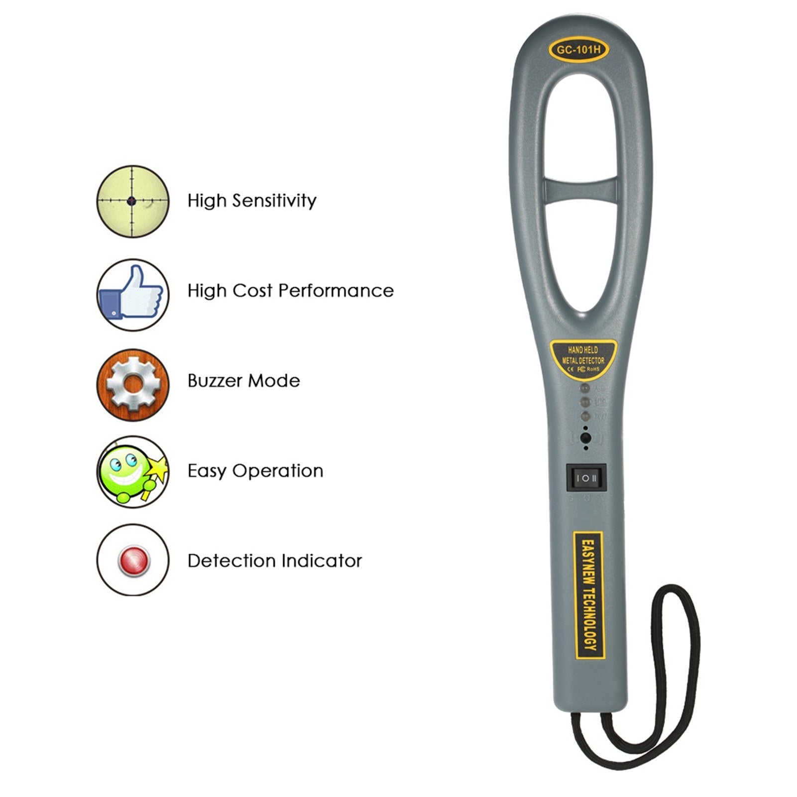 Portable Handheld Metal Detector High Sensitivity Safety Inspection With Buzzer Vibration for Security Check