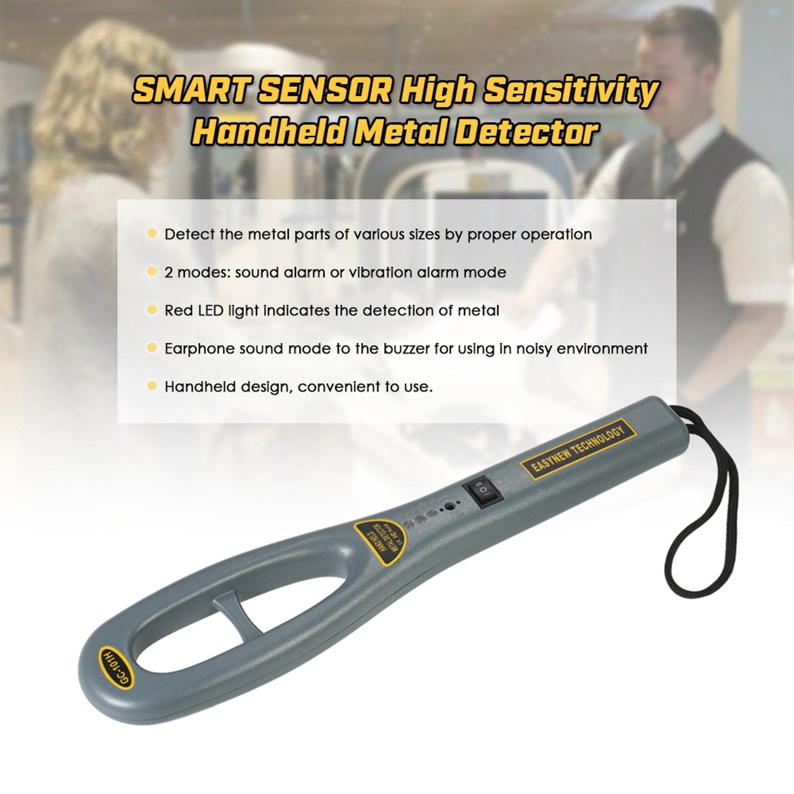 Portable Handheld Metal Detector High Sensitivity Safety Inspection With Buzzer Vibration for Security Check