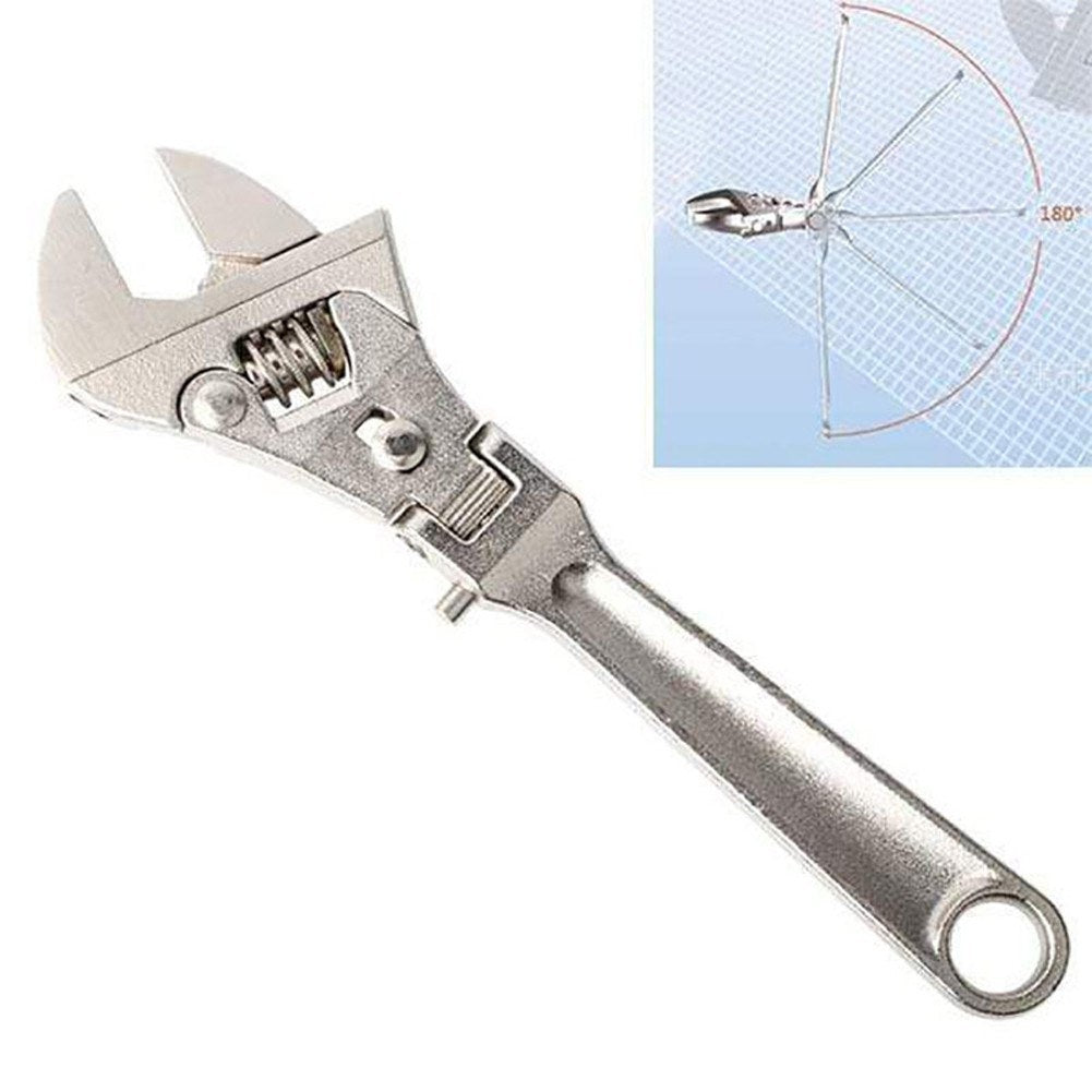 Adjustable Ratchet Wrench 180° Rotatable Folding Handle Spanner Hand Tool