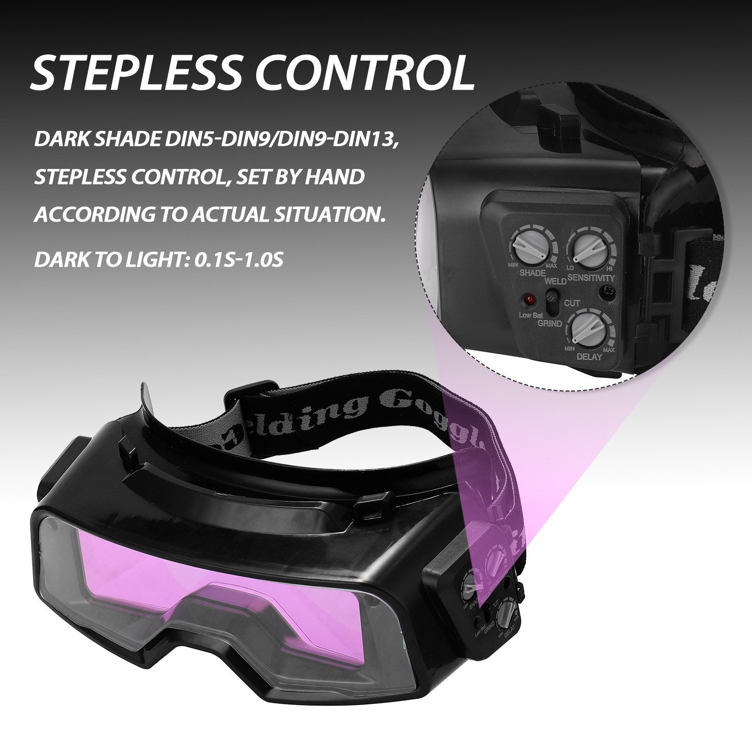 Auto Darkening Welding Goggles for TIG MIG MMA Professional Weld Glasses Multifunction Utility Tool