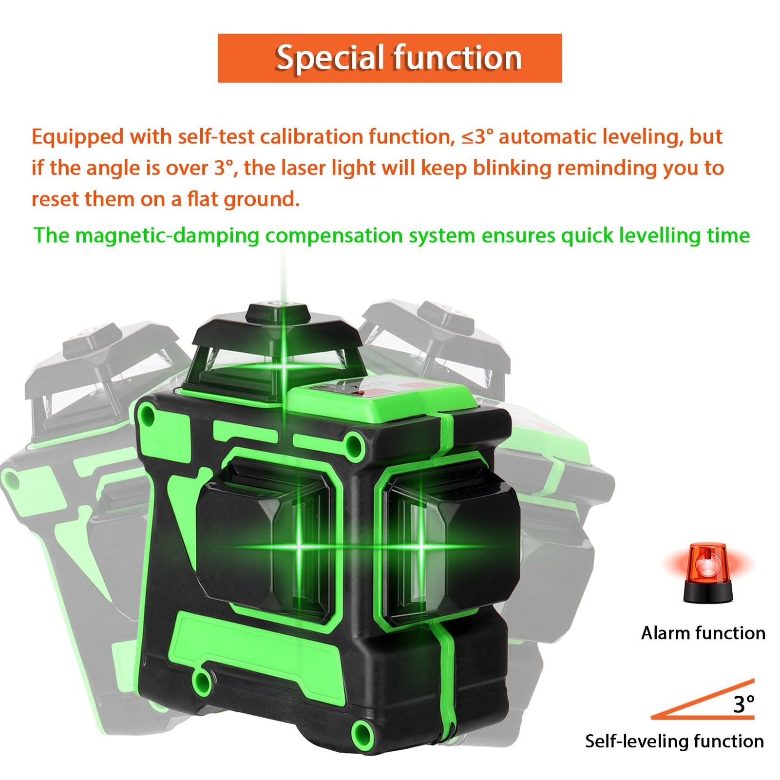 Multifunctional 3D 12 Lines Laser Level Tool Vertical Horizontal with Self-leveling Function