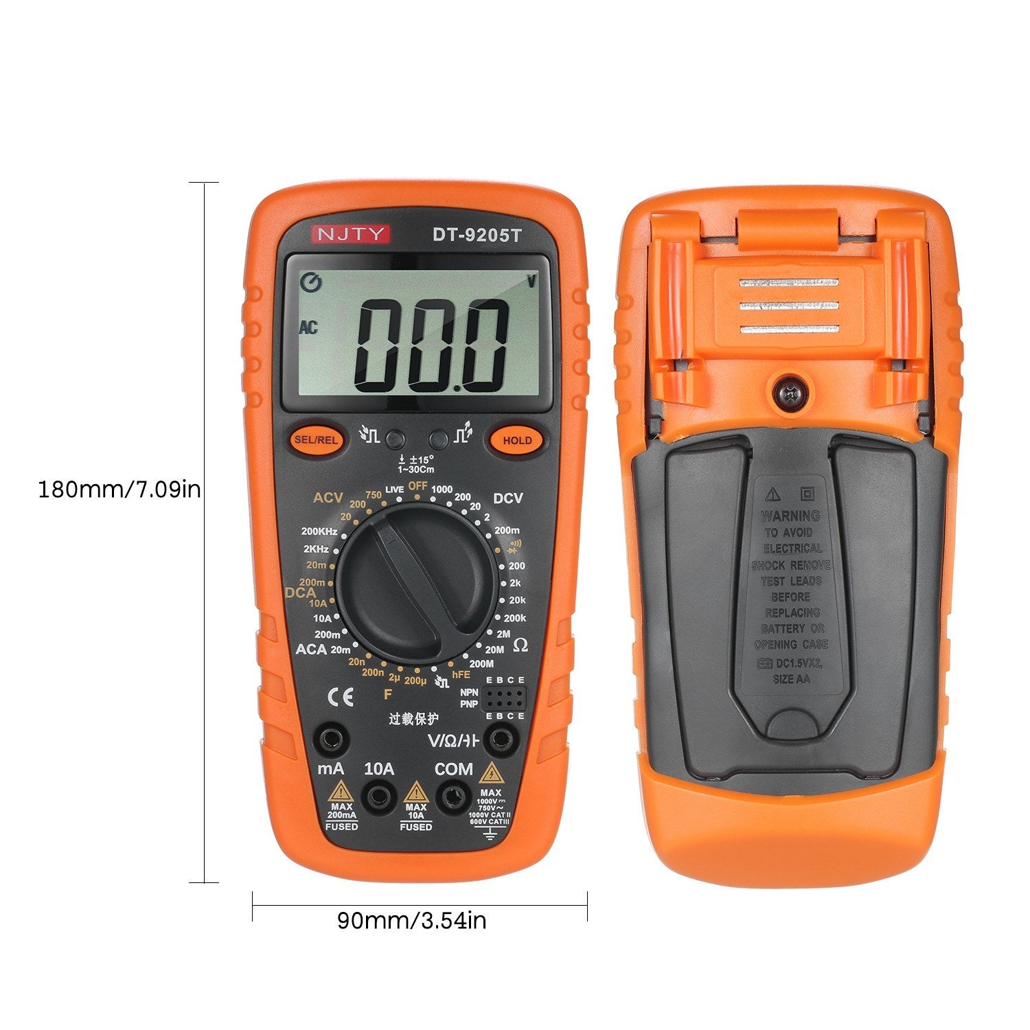 2000 Counts Multimeter True RMS Universal Measuring AC/DC Current Voltage Resistance
