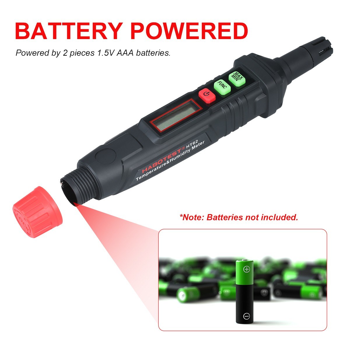4-in-1 Digital Psychrometer Portable Thermo-Hygrometer Mini Temperature and Humidity Meter Pen with Dew Point Wet Bulb (Battery Not Included)