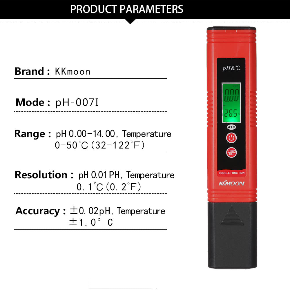Professional & Power-saving pH-007 Pen-Type pH Meter High Precision with Automatic Temperature Compensation