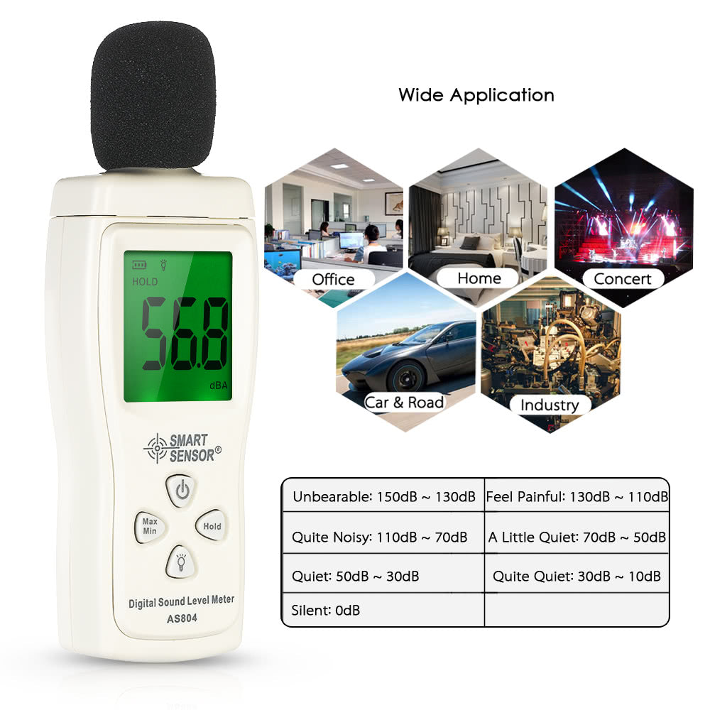 Mini Digital Sound Level Meter LCD Display Noise Measuring Instrument Decibel Tester 30-130dBA