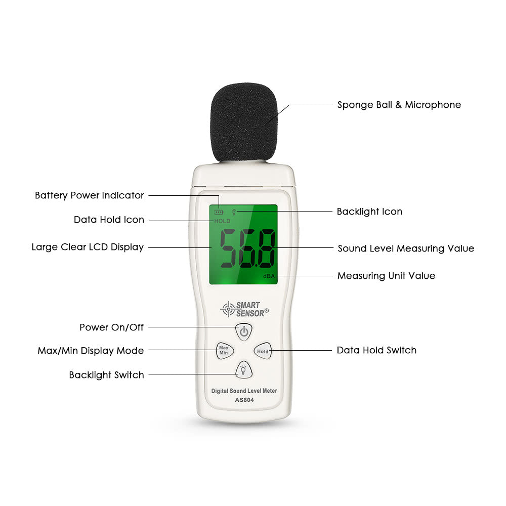 Mini Digital Sound Level Meter LCD Display Noise Measuring Instrument Decibel Tester 30-130dBA