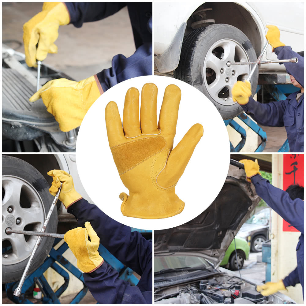 Men's Work Cowhide Gloves Gardening Digging Planting Pruning Protective Non-Slip Protection Wear