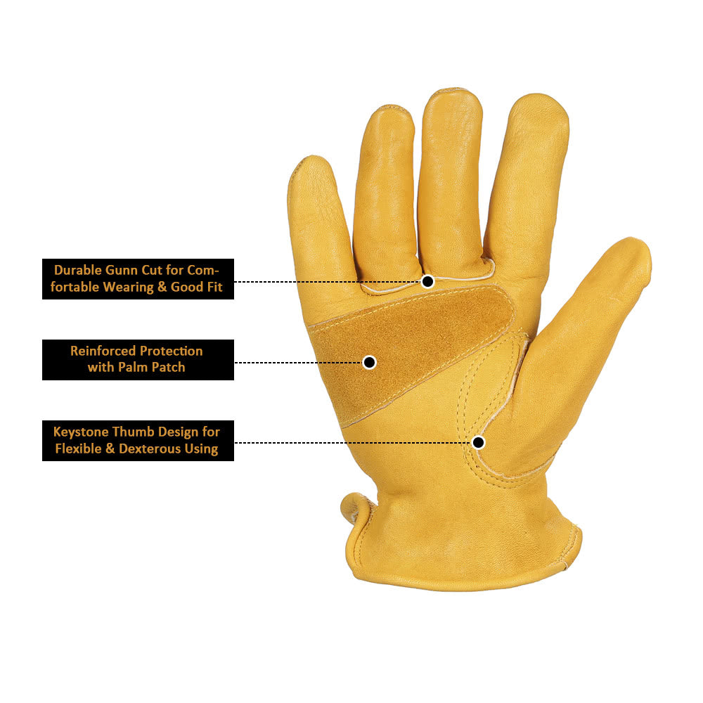 Men's Work Cowhide Gloves Gardening Digging Planting Pruning Protective Non-Slip Protection Wear