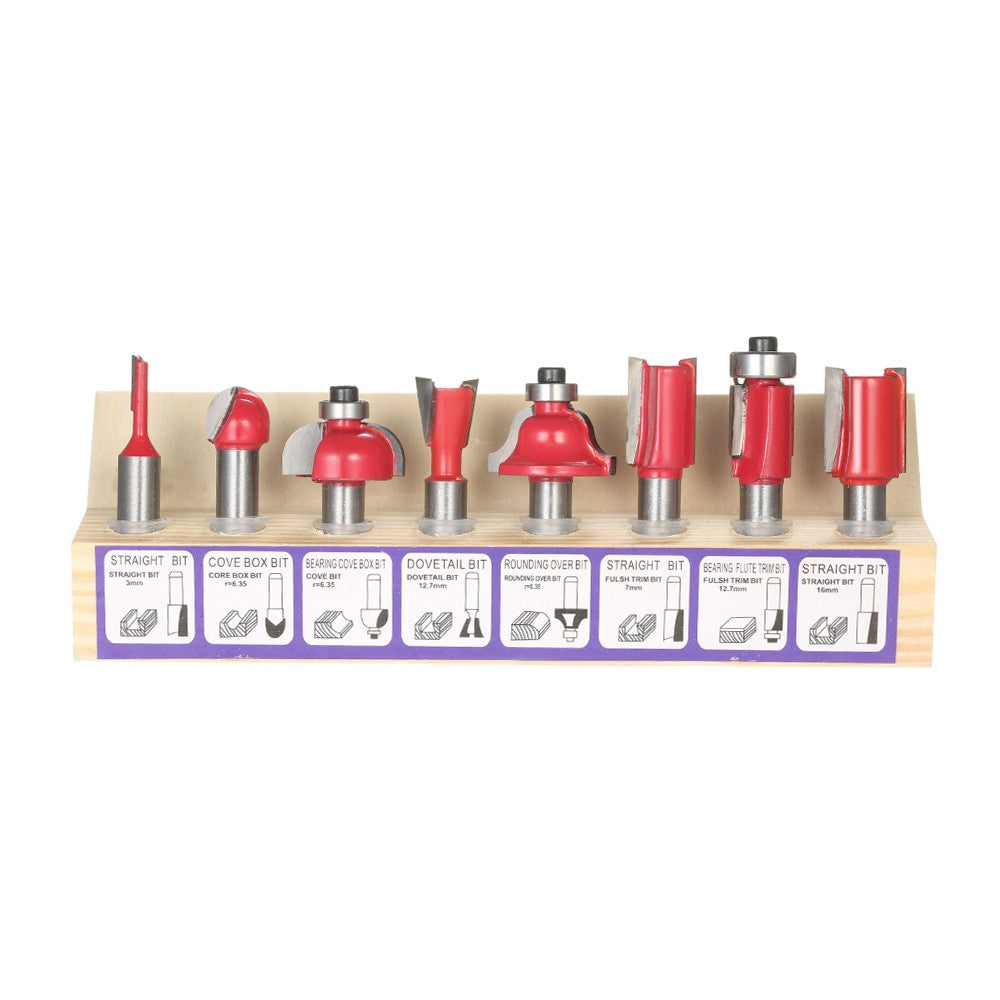 Milling Cutter Router Bit Set 8mm for Floor Handmade Engraving Cutting 15PCS