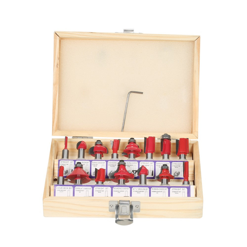 Milling Cutter Router Bit Set 8mm for Floor Handmade Engraving Cutting 15PCS
