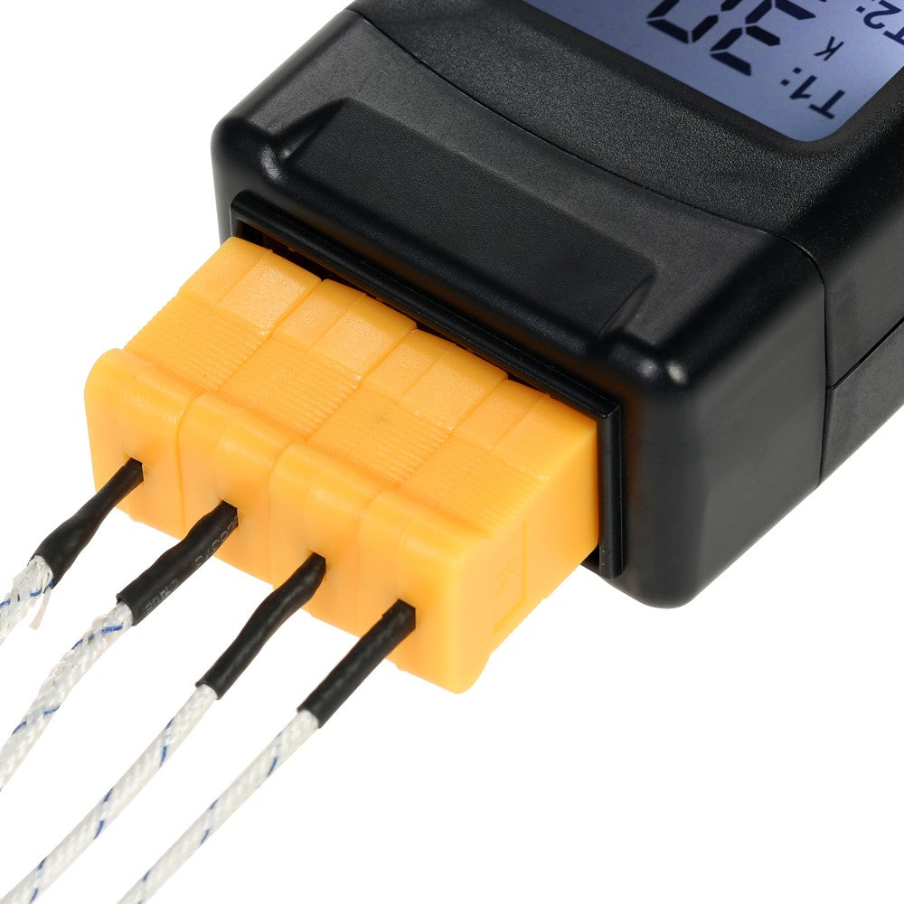 4-Channel K-Type Digital LCD Thermometer Thermocouple Sensor -50~1350°C/-58~2462°F Data Hold Function