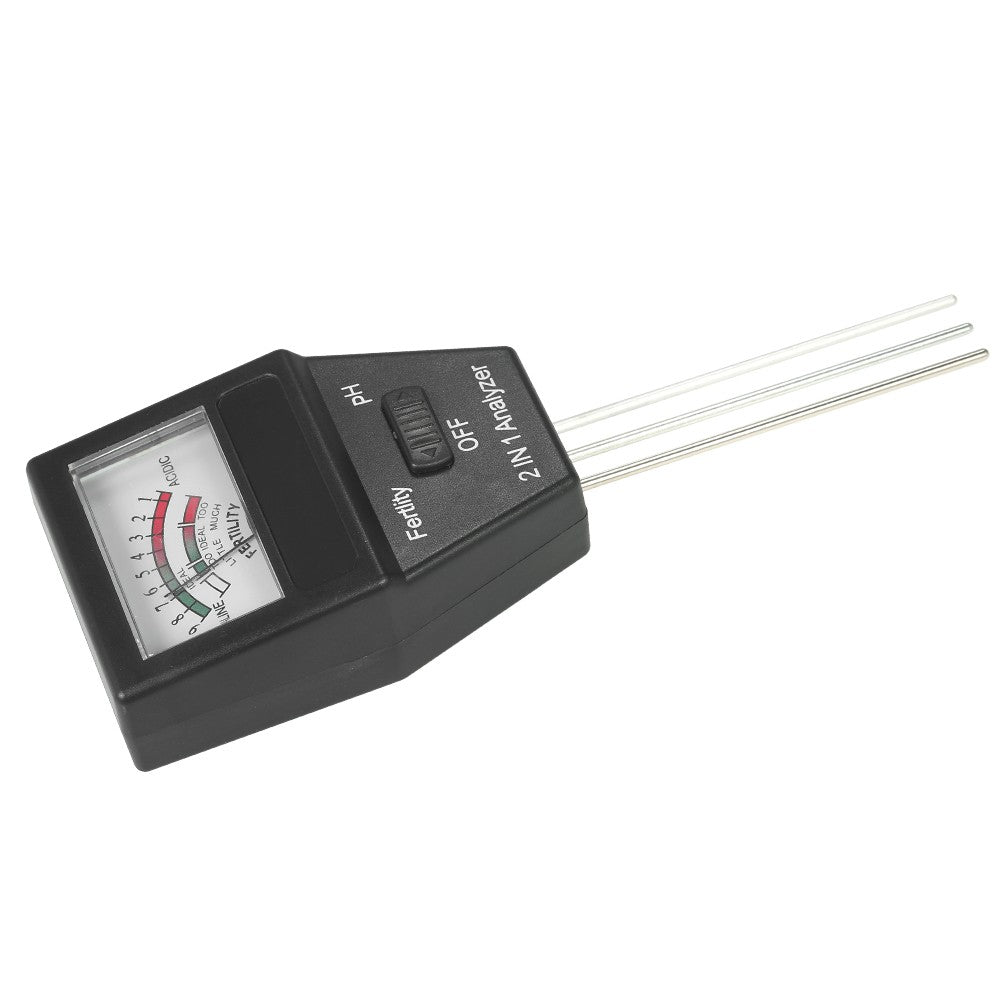 2 in 1 Mini Soil pH Meter Fertility Tester Analyzer with Three Probes for Gardening Farming Lawn