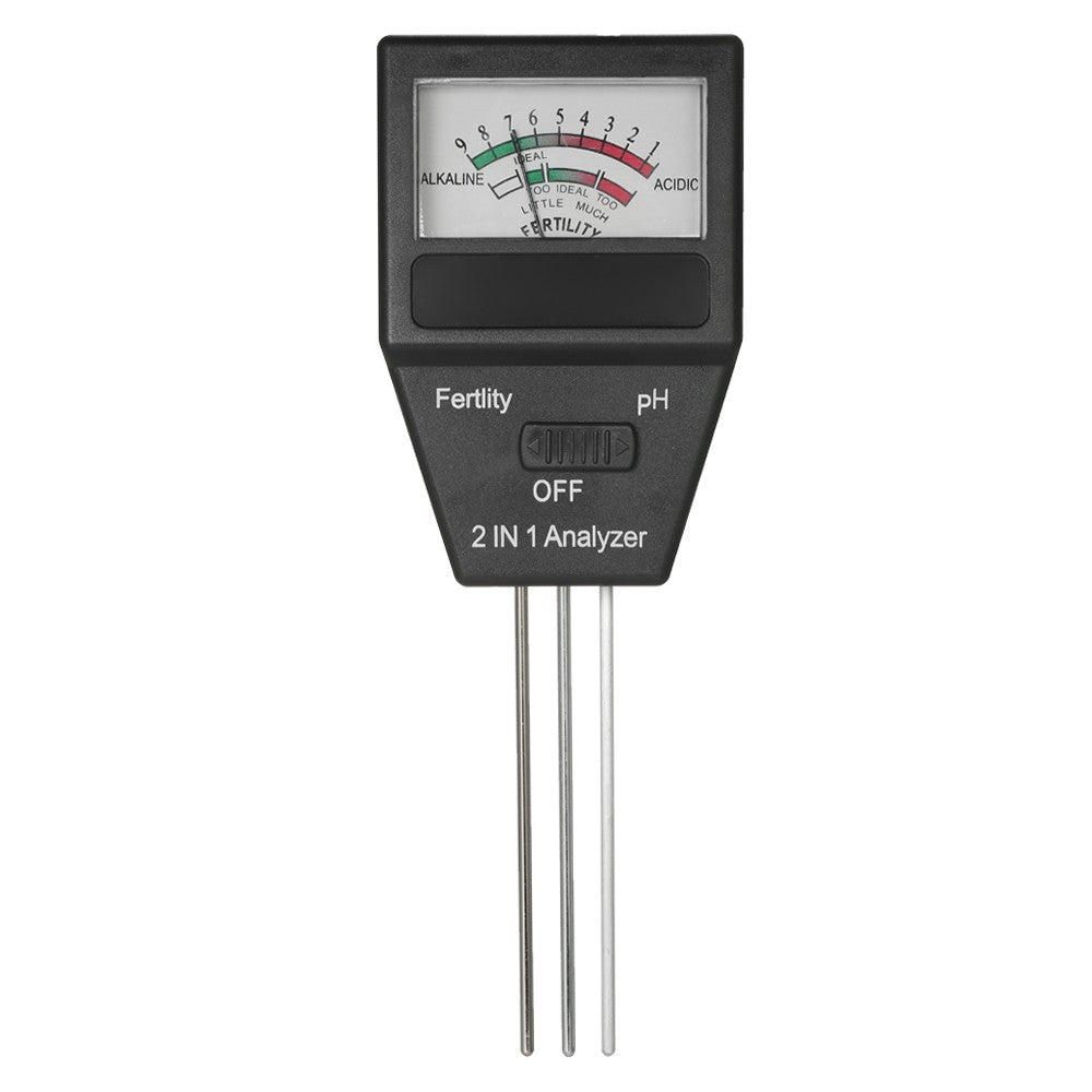 2 in 1 Mini Soil pH Meter Fertility Tester Analyzer with Three Probes for Gardening Farming Lawn