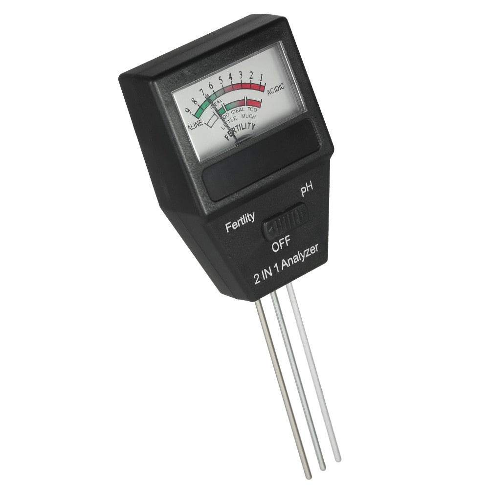 2 in 1 Mini Soil pH Meter Fertility Tester Analyzer with Three Probes for Gardening Farming Lawn