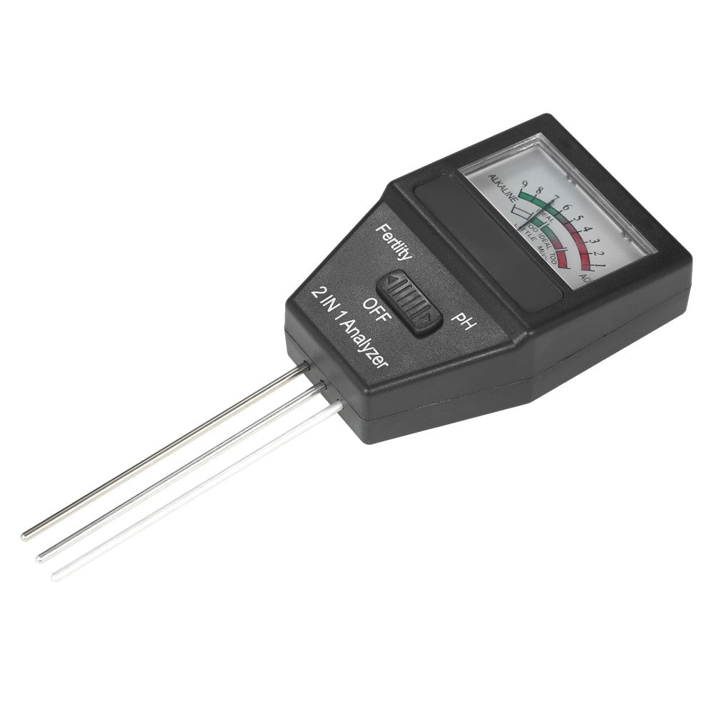 2 in 1 Mini Soil pH Meter Fertility Tester Analyzer with Three Probes for Gardening Farming Lawn