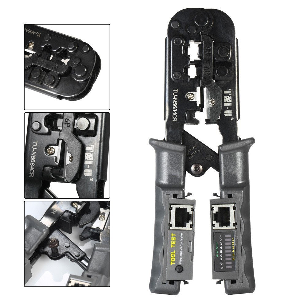2 in 1 Wire Crimping and Testing Pliers RJ11 RJ12 RJ45 Cable Crimper Stripper Cutter Tester
