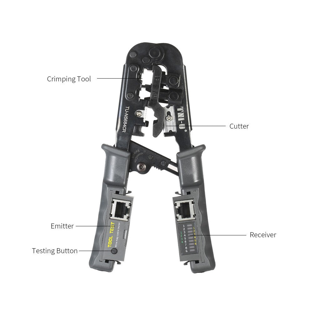 2 in 1 Wire Crimping and Testing Pliers RJ11 RJ12 RJ45 Cable Crimper Stripper Cutter Tester