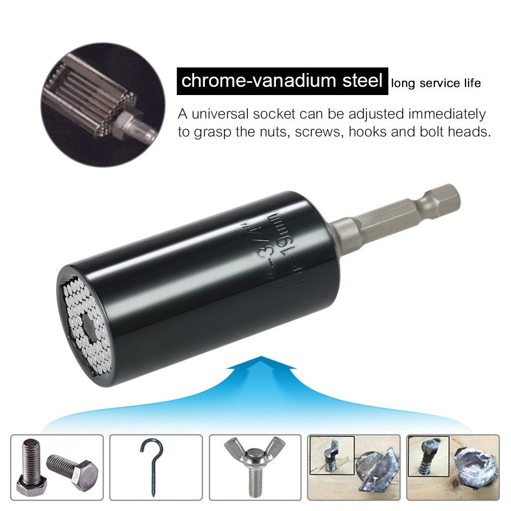 7mm-19mm Multi-functional Universal Socket Metric Wrench Power Drill Adapter Set Professional Repair Tools