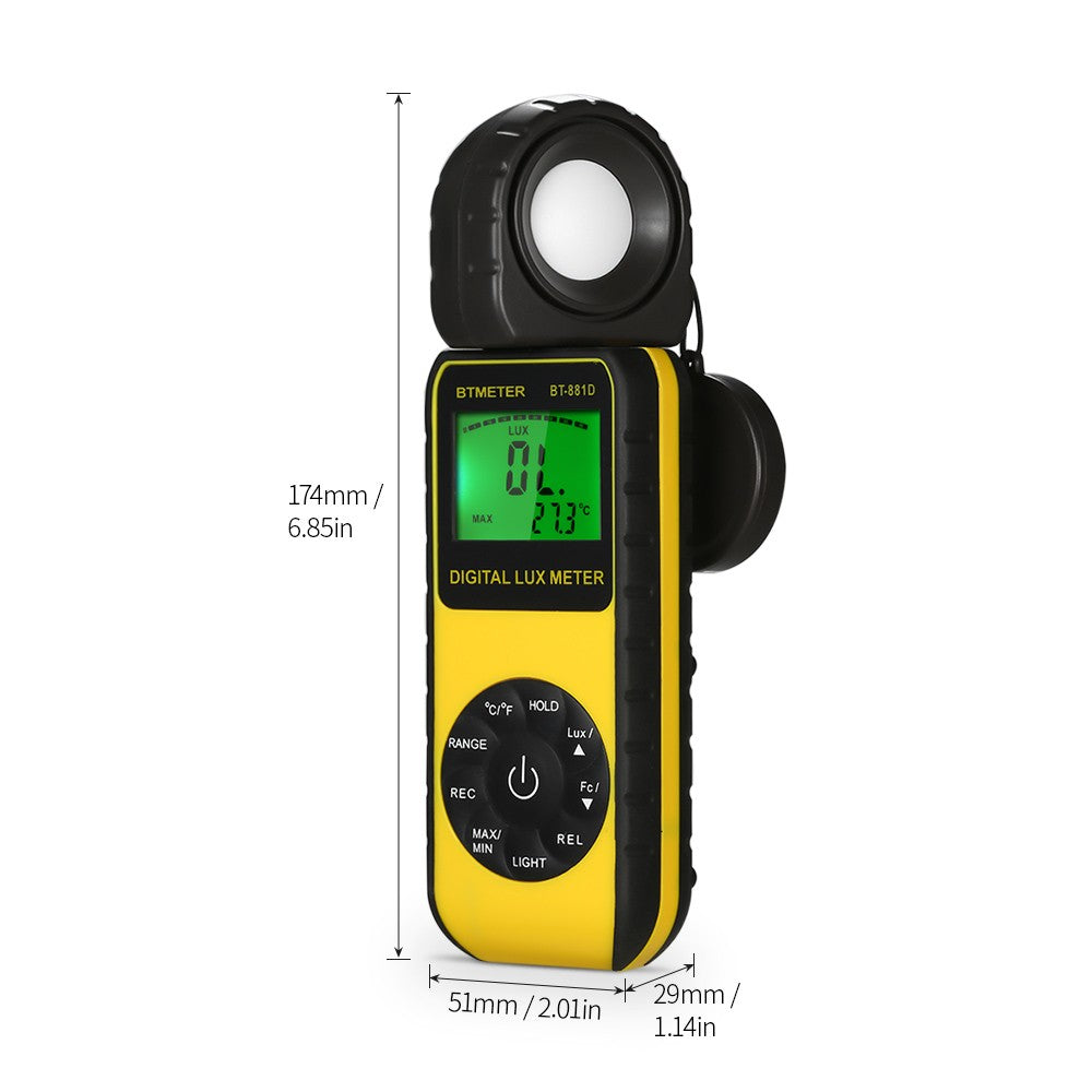 Digital Lux Meter Handheld Luxmeter Lux/FC Luminometer Photometer Measure Tester