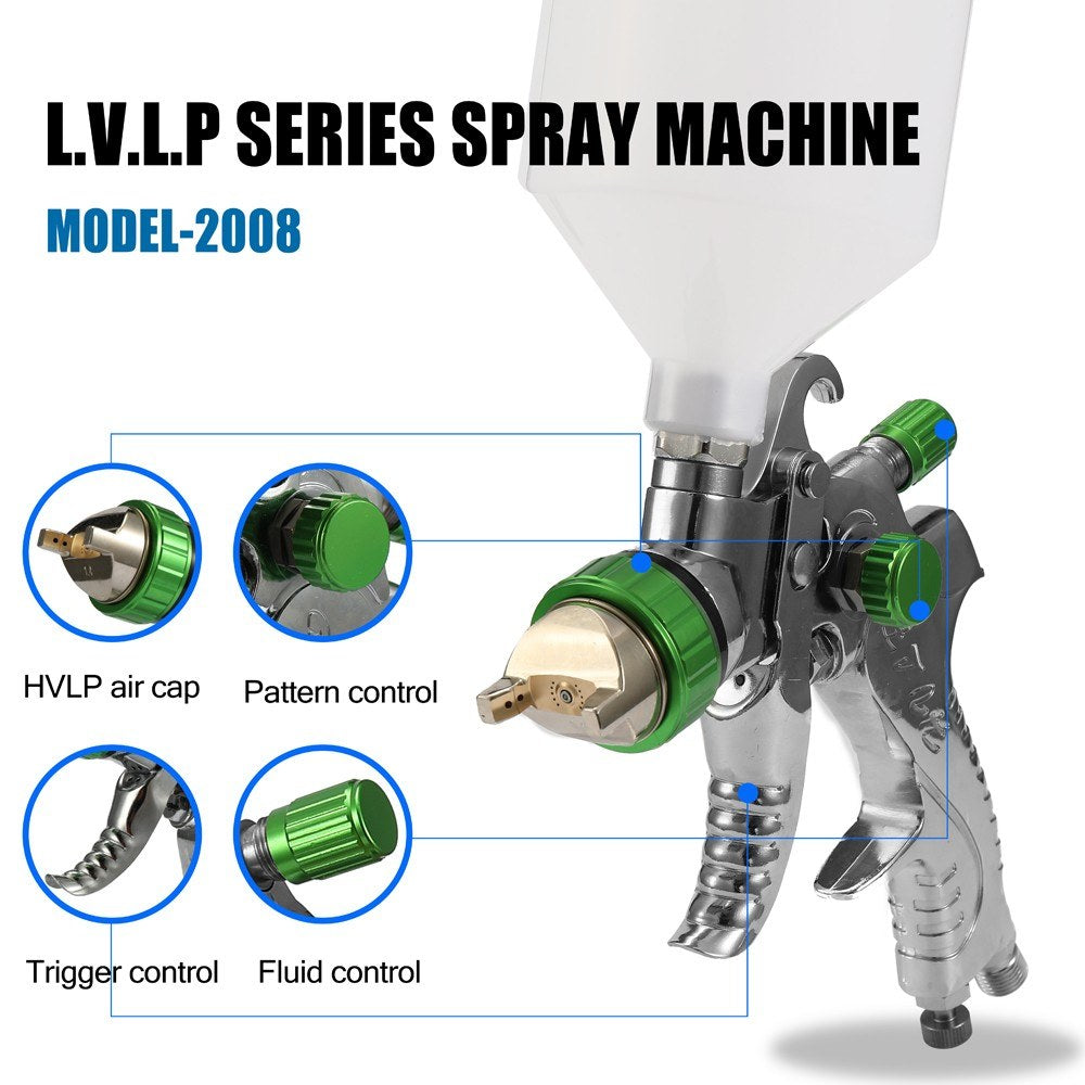 Airbrush Kit HVLP Air Spray Machine Gravitational Force Feed Paint Sprayer Brush Set