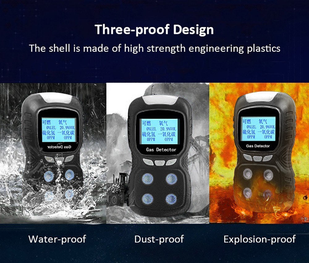 4 in 1 Gas Detector CO Monitor Digital Handheld Toxic Carbon Monoxide Hydrogen Sulfide Tester