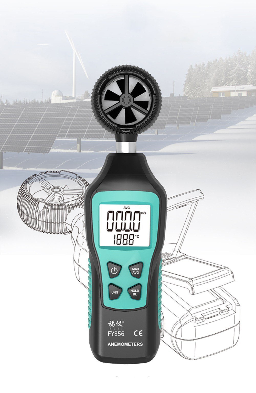 Digital Anemometer Thermometer Handheld Pocket Wind Speed Meter