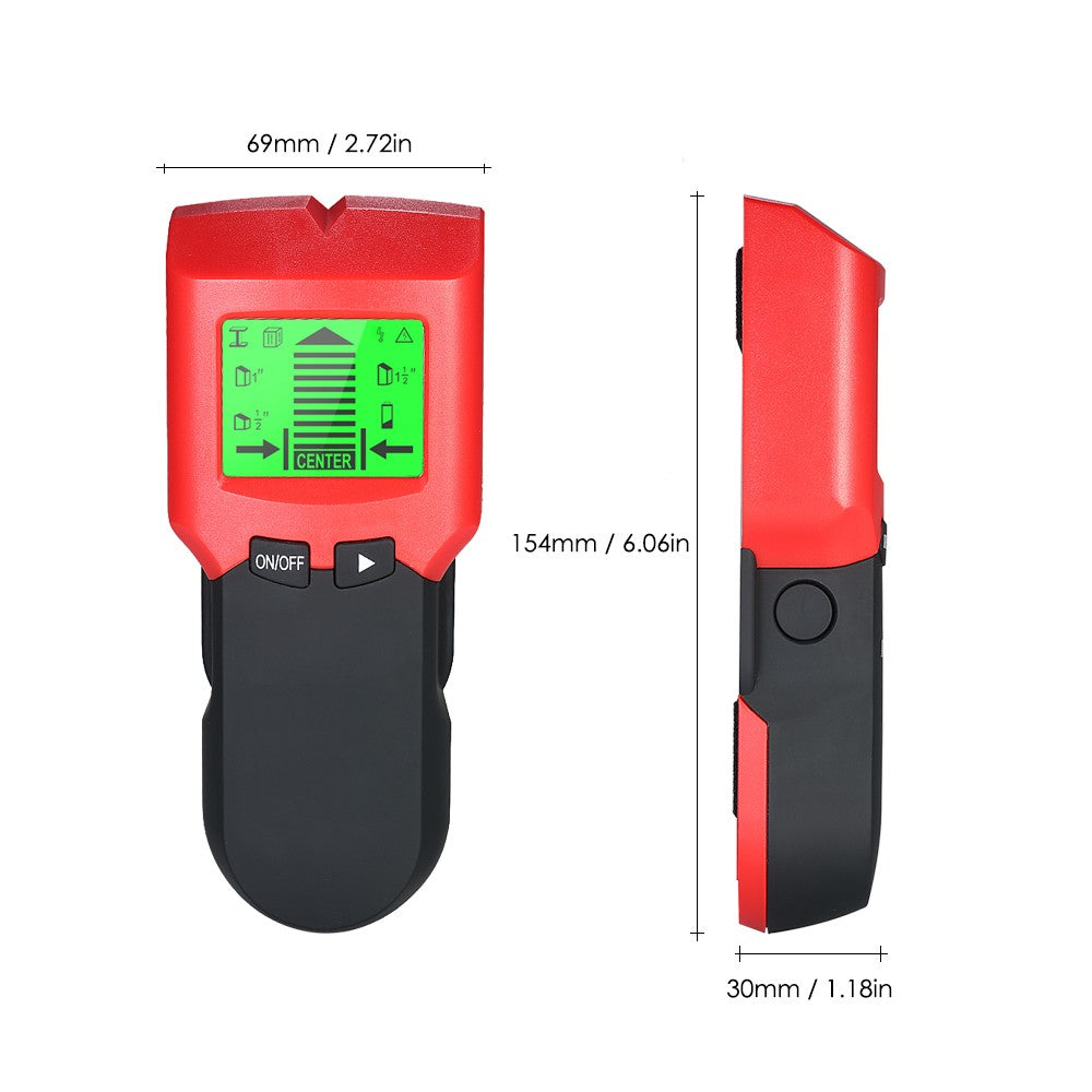 Stud Finder Wall Detector Wood Studs Center Metal and AC Cable Live Wire Scanner Warning Detection