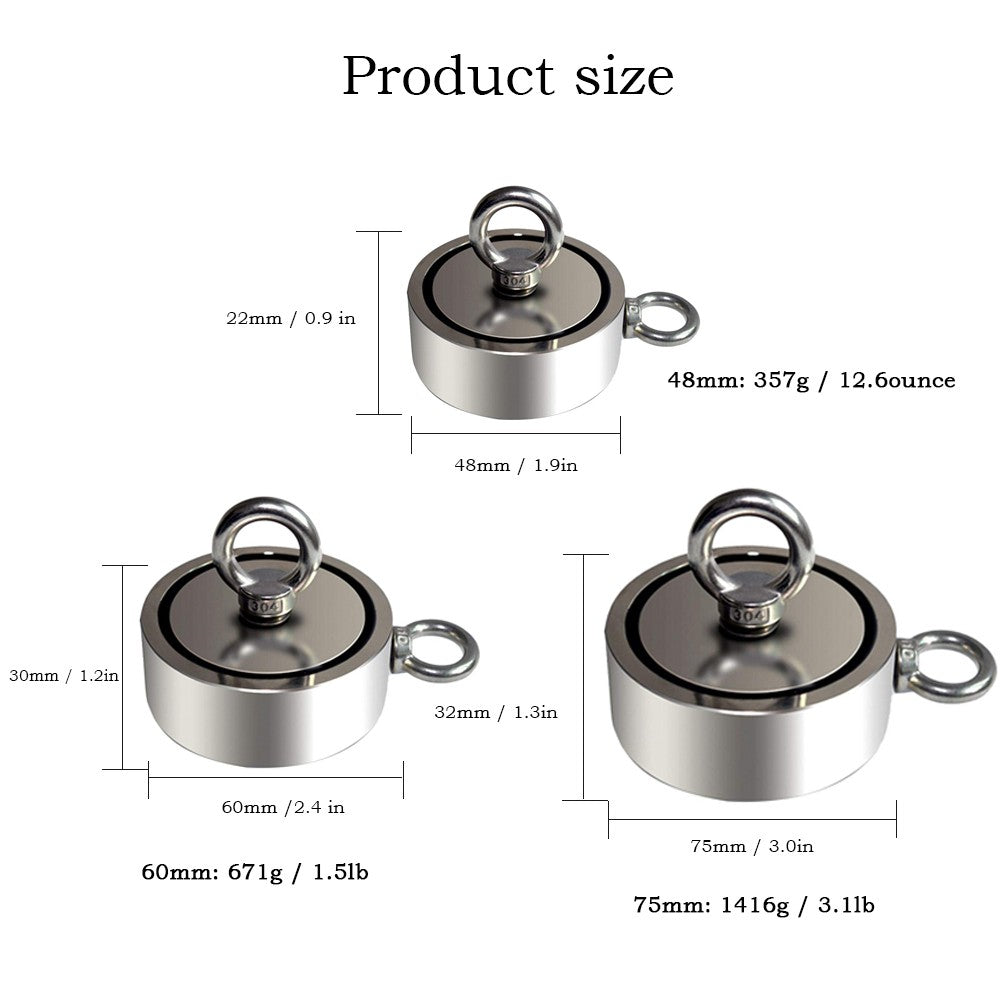 Cylindrical Neodymium Magnet Strong Round Powerful Metal Salvage Magnets with 2 Hanging Holes