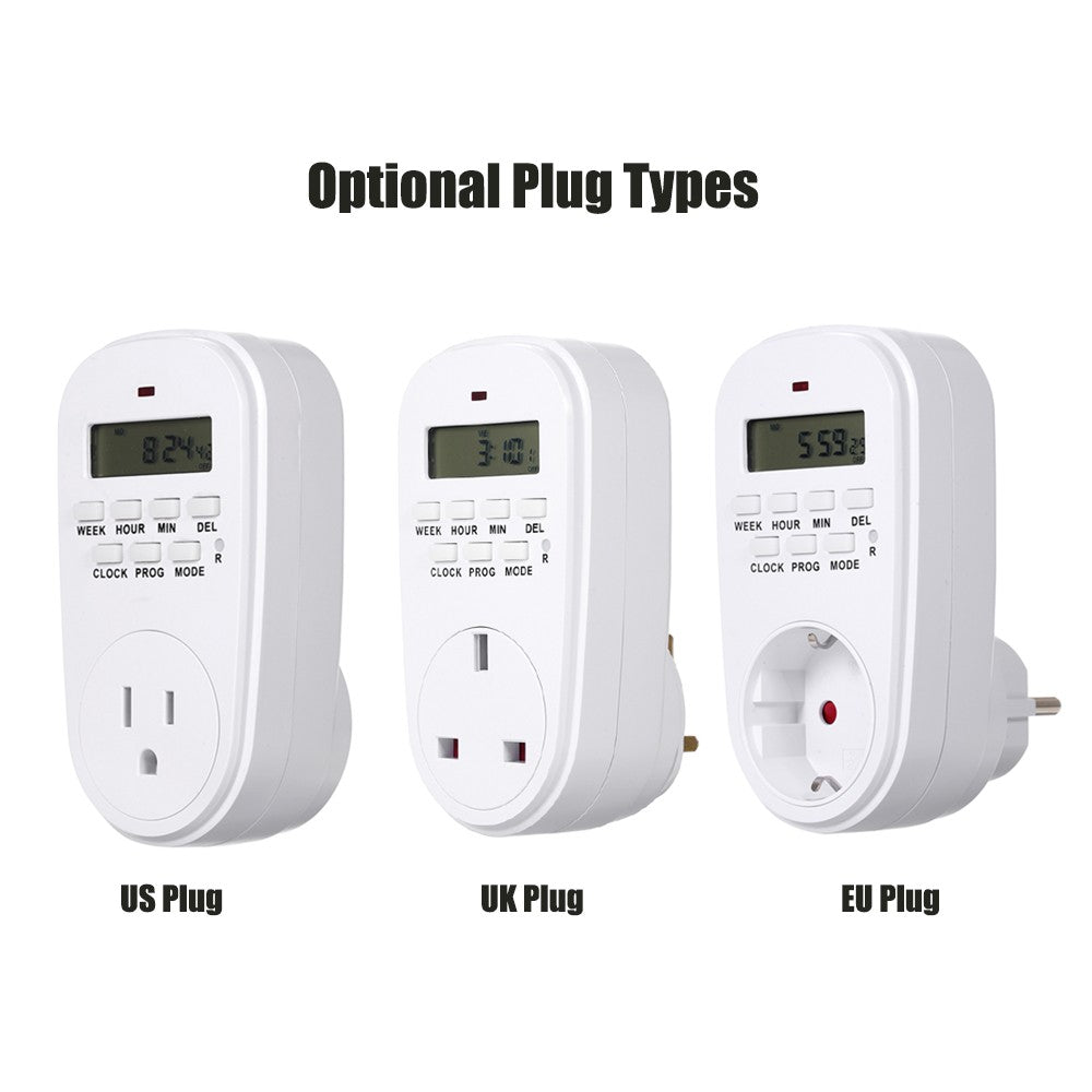 Digital Timer Switch Socket with LCD Display Plug-in Programmable Time Controller Intelligent Electronic Timing