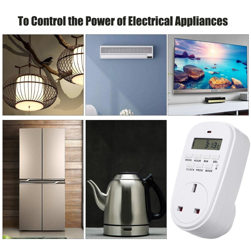 Digital Timer Switch Socket with LCD Display Plug-in Programmable Time Controller Intelligent Electronic Timing