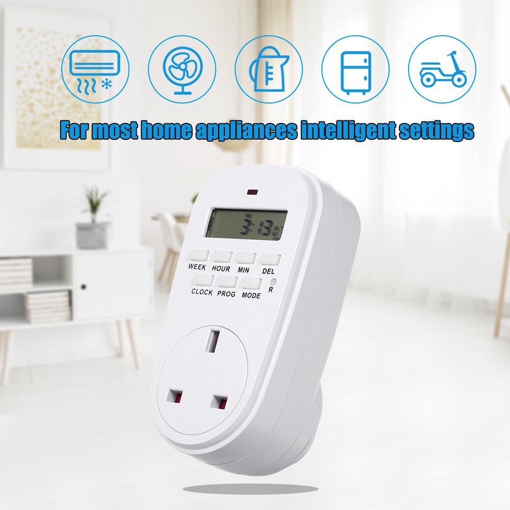 Digital Timer Switch Socket with LCD Display Plug-in Programmable Time Controller Intelligent Electronic Timing