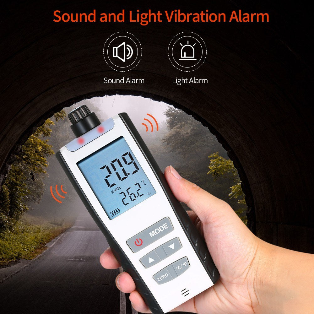 Oxygen Meter Portable Oxygen(O2) Concentration Detector with LCD Display and Sound-light Vibration Alarm