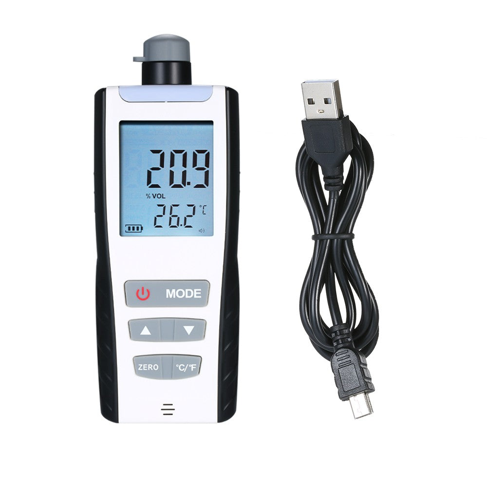 Oxygen Meter Portable Oxygen(O2) Concentration Detector with LCD Display and Sound-light Vibration Alarm