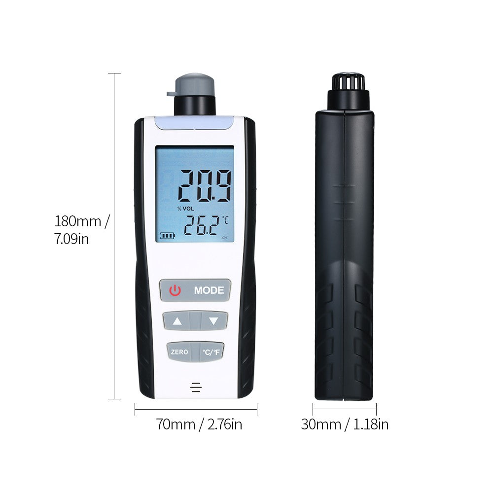 Oxygen Meter Portable Oxygen(O2) Concentration Detector with LCD Display and Sound-light Vibration Alarm