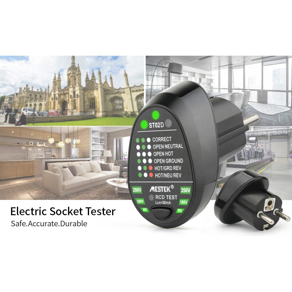 RCD Electric Socket Tester Automatic Neutral Live Earth Wire Testing Circuit Polarity Detector Wall