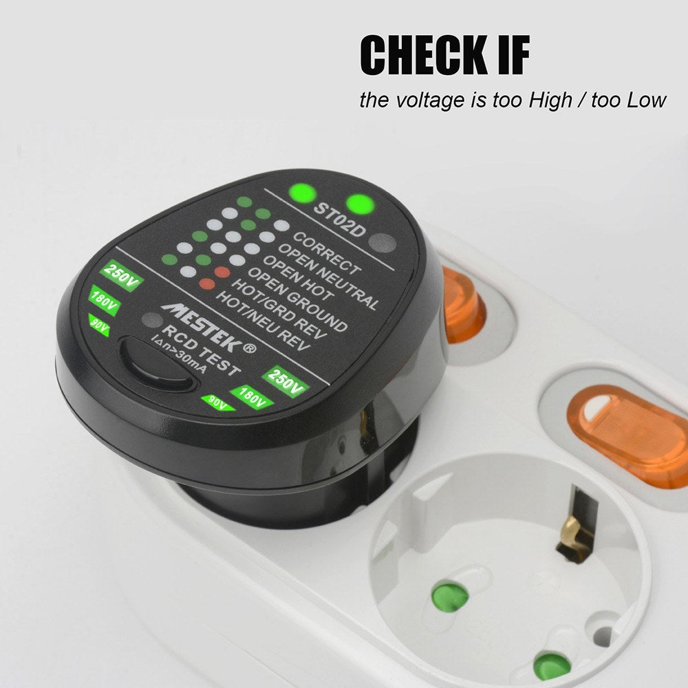 RCD Electric Socket Tester Automatic Neutral Live Earth Wire Testing Circuit Polarity Detector Wall